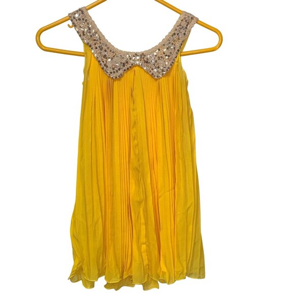 Other - Yellow Sequin Embellished Tank Dress Girls Size 6 Peter Pan Collar